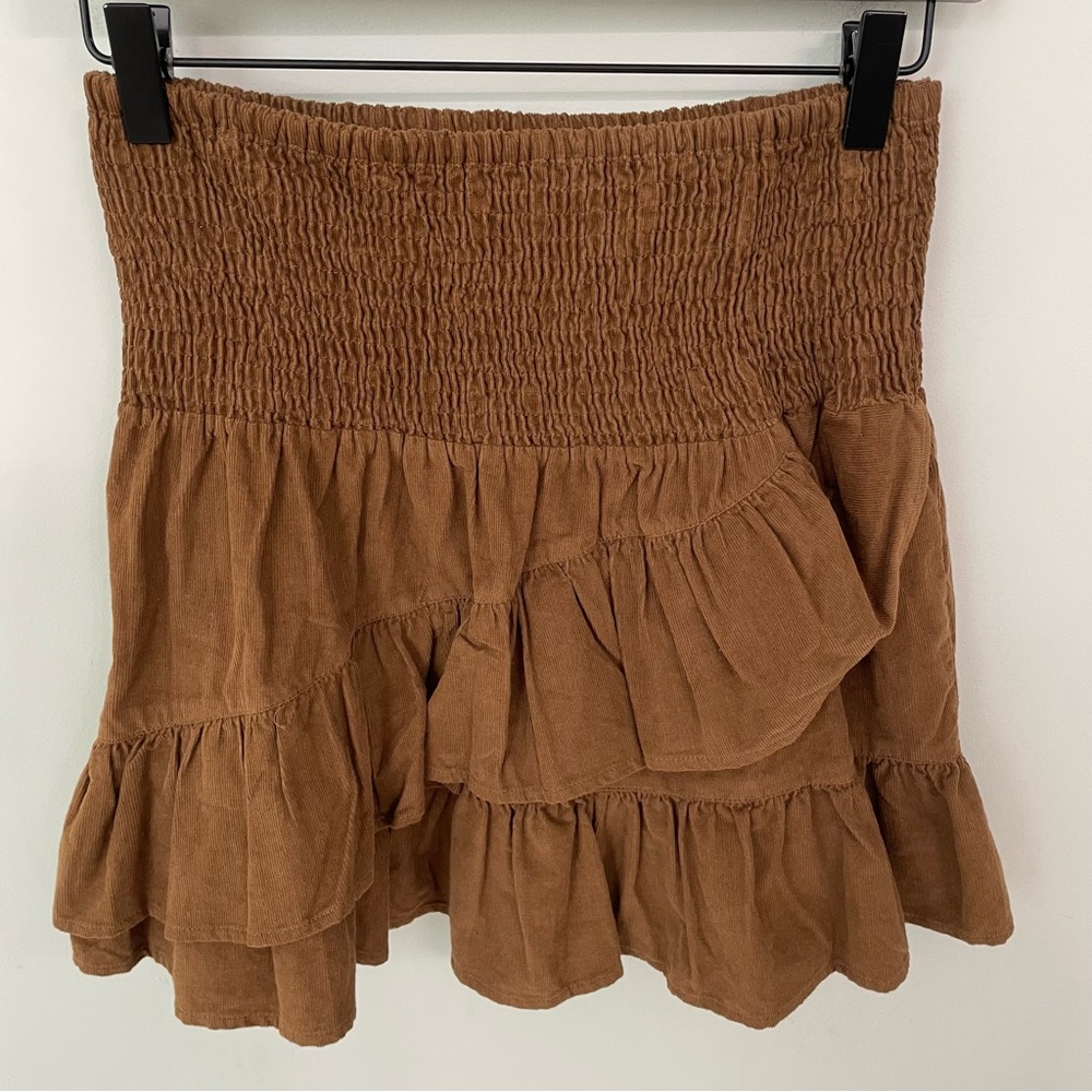 Madison Mathews Mini Corduroy Ruffle Skirt Size XS Coastal Cowgirl Smocked. B